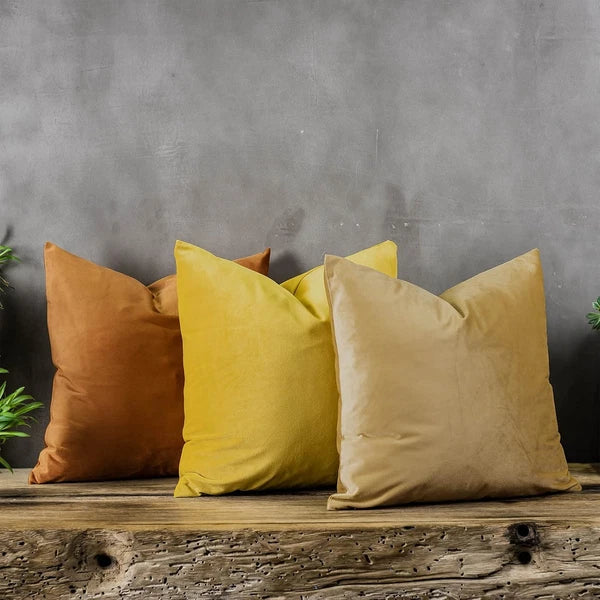 Burnt Orange Soft Velvet Throw Pillow Covers 18X18 Inch Set of 2 for Sofa Couch