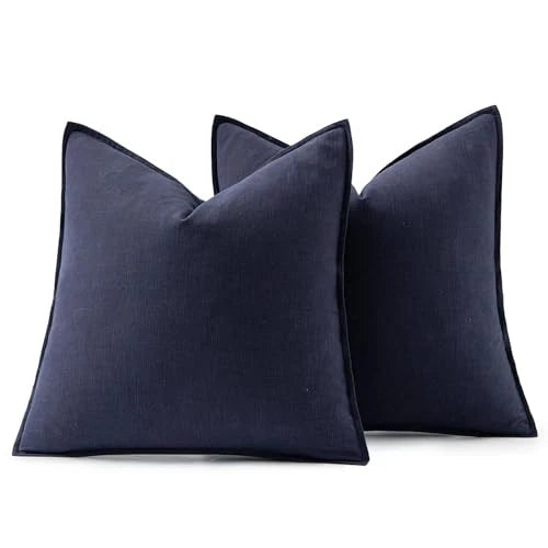 Decorative Linen Pillow Covers0x0 Inch Boho 20" x 20" (Pack of 2) 2 Navy
