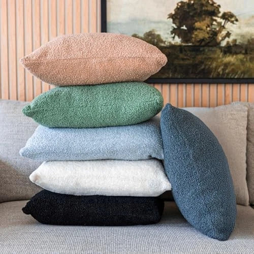 Grey Teddy Boucle Pillow Covers 18x18 2pcs for 18" x 18" (Pack of 2) Slate