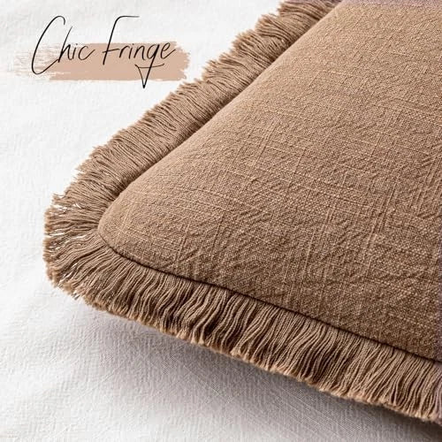 Set of 2 Decorative Throw Pillow Covers 18×18 Inch 18" x 18" (Pack of 2) Brown