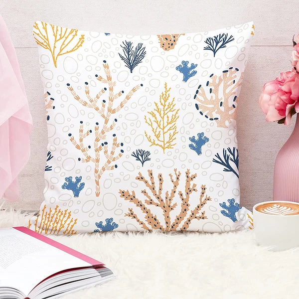 Printed Cotton Canvas Cushion Covers, Set of 5 ( 16 x 16 Inches )