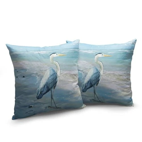Watercolor Blue Heron Throw Pillow Covers 22x22 22" x 22" (Pack of 2) Heron-1-a