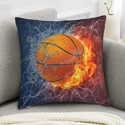 18" x 18" Basketball Pillow Covers for Boys Teens Men Room, Basketball Pattern