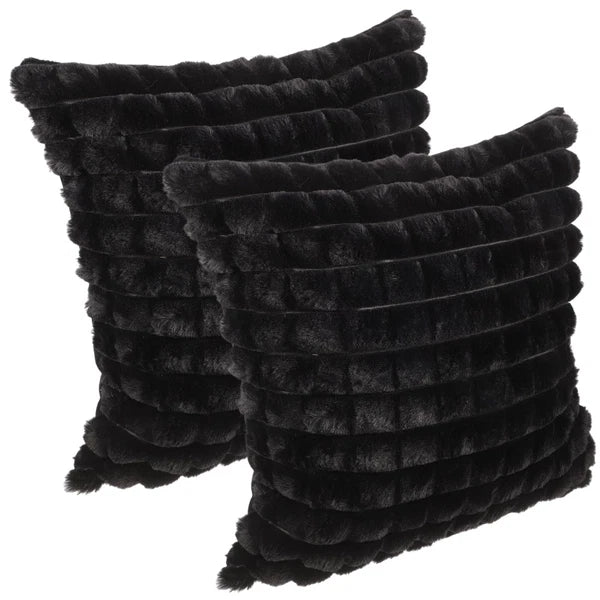 2 Pcs Plush Throw Pillowcase Removable Cushion Cover Travel Couch Covers