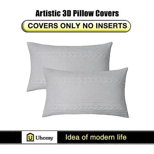 Set of 2 Grey Decorative Knit Throw Pillow Cover Soft Knit Pillow Case,