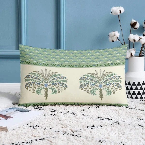 Printed Canvas Cotton Cushion Covers, Set of 2 ( 12 x 18 Inches )