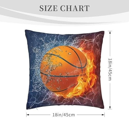 18" x 18" Basketball Pillow Covers for Boys Teens Men Room, Basketball Pattern