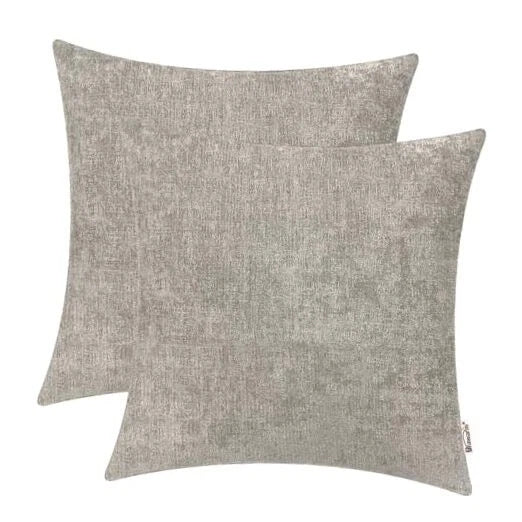 Throw Pillow Covers 22x22 Inches - Chenille Pillow 22" x 22" (Pack of 2) Taupe