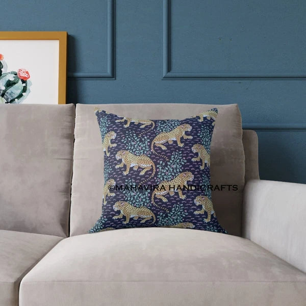 Set of 5 Bagheera Tiger Print Cotton Ethnic Sofa Pillow Decorative Cushion cover