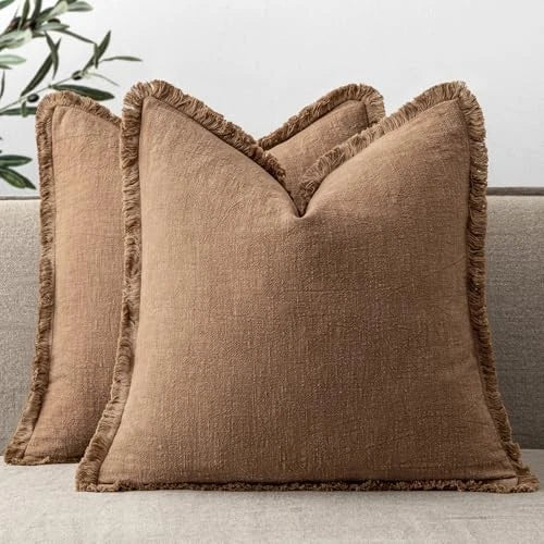 Set of 2 Decorative Throw Pillow Covers 18×18 Inch 18" x 18" (Pack of 2) Brown