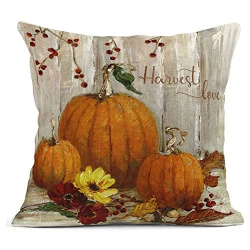 Pillow Covers Set of 4 Home Outdoor Decorative Halloween Pumpkins Retro Orange