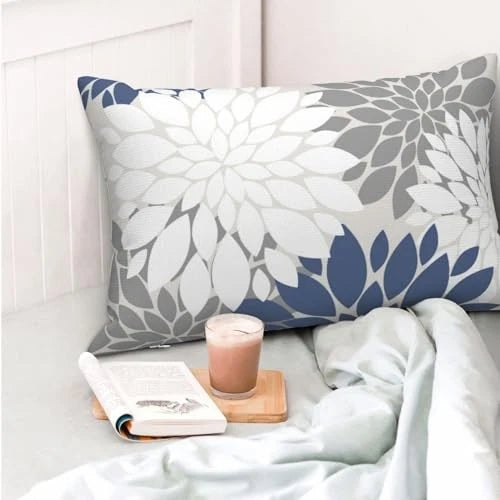Grey Pillow Covers 12x20 Inch Set of 2 12" x 20" (Pack of 2) Navy Blue White