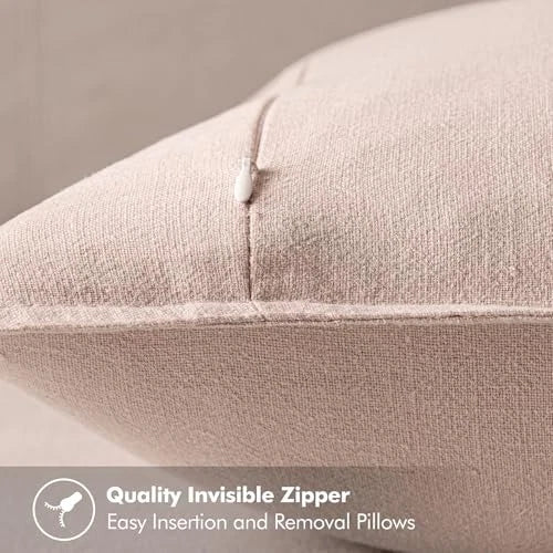 Decorative Linen Pillow Covers 18x18 Inch 18" x 18" (Pack of 2) 2 Light Pink