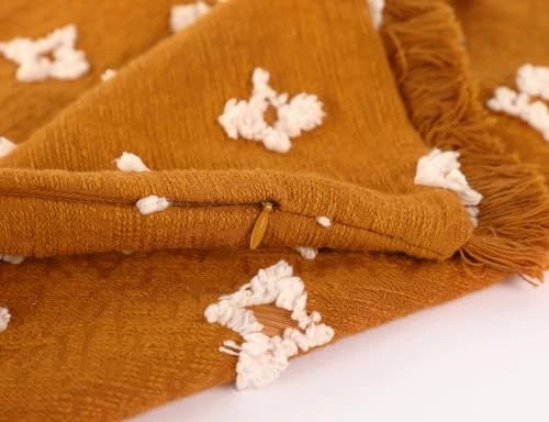 Boho Long Lumbar Pillow Cover 14x20 with 20" x 14" (Pack of 1) Rust Red