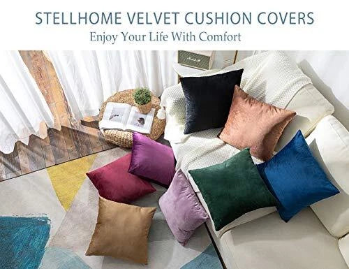 Super Soft Velvet Throw Pillow Covers Square 2 pieces, 18"x18" Black