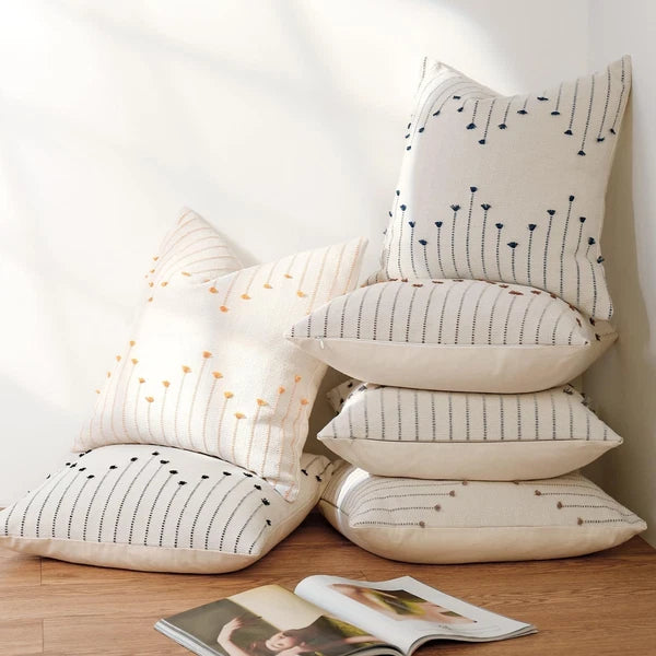 Boho Throw Pillow Covers 22x22 Set of 2 Neutral Woven Decorative Pillowcases ...