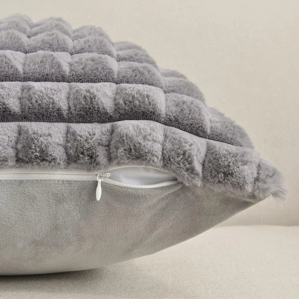 Grey Decorative Throw Pillow Covers 16x16 Inch Set of 2Square Gray Checked Cu...