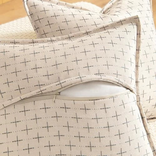 Decorative Burlap Linen Throw Pillows Covers 22x22 22" x 22" (Pack of 2) Beige