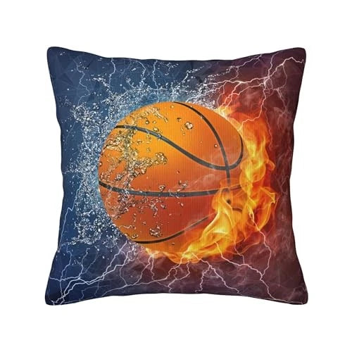 18" x 18" Basketball Pillow Covers for Boys Teens Men Room, Basketball Pattern