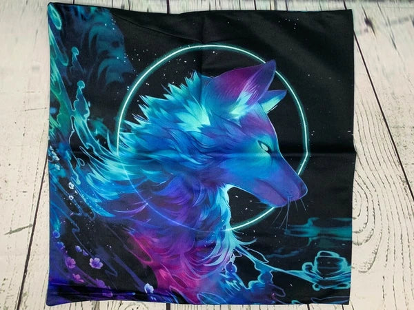 Throw Pillow Covers Pack of 2 Mysteriously Galaxy Starry Wolf Flowers