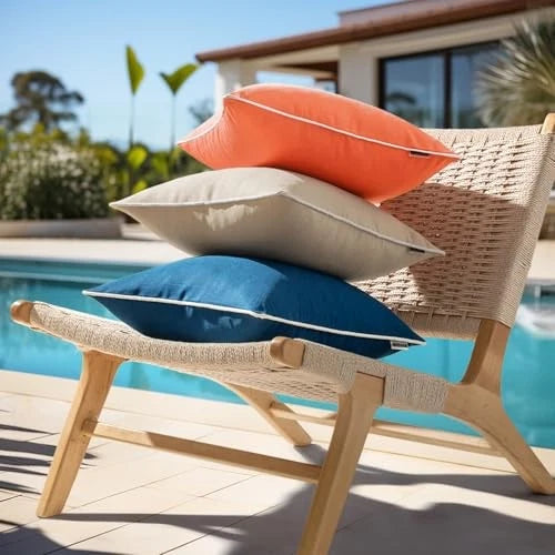 Set of 2 Outdoor Waterproof Pillow Covers 16" x 16" (Pack of 2) Coral Red