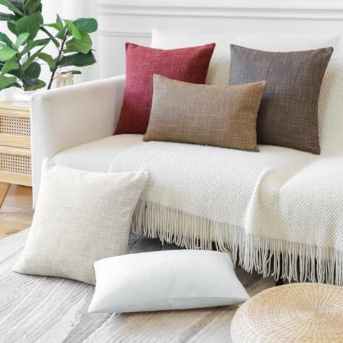Pack of 2 Throw Pillow Covers 24x24 Inch Linen 24" x 24" (Pack of 2) White