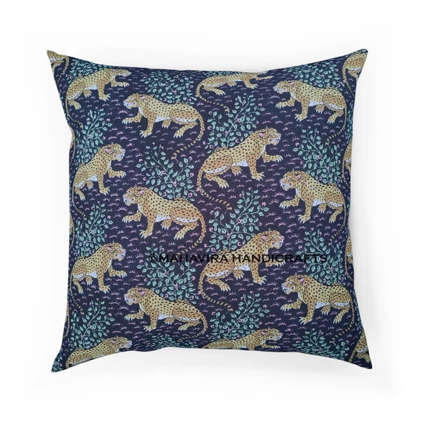 Set of 5 Bagheera Tiger Print Cotton Ethnic Sofa Pillow Decorative Cushion cover
