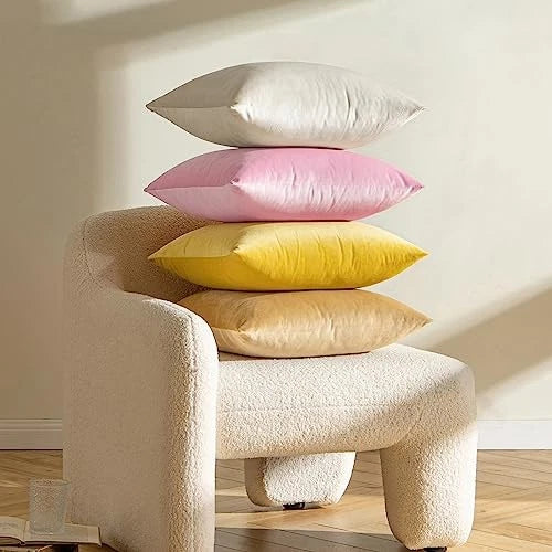 Pack of 2 Velvet Throw Pillows Spring 18" x 18" (Pack of 2) Baby Pink