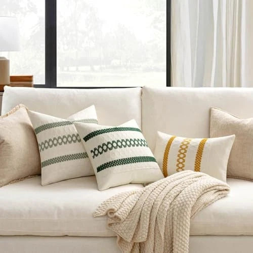 Set of 2 Boho Decorative Pillow Covers 18" x 18" (Pack of 2) Mustard Yellow