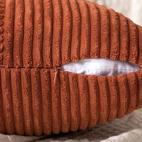 Corduroy Pillow Covers Pack of 2 Boho 18" x 18" (Pack of 2) Dark Rust