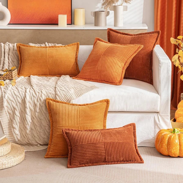 MIULEE Orange Fall Decorative Lumbar Throw Pillow Covers for Couch Bed Living...