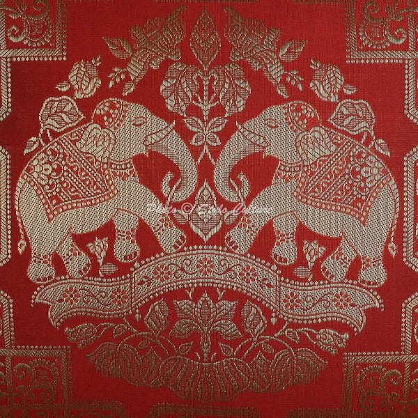Red Cushion Cover Brocade Jacquard Gypsy Boho Tribal Ethnic Hippie Pillow