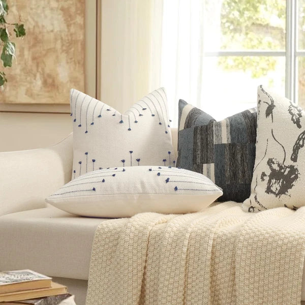 Boho Throw Pillow Covers 22x22 Set of 2 Neutral Woven Decorative Pillowcases ...