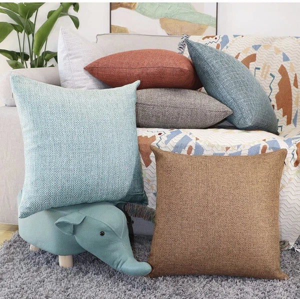 Jepeak Blue And Black Burlap Linen Throw Pillow Cover 24X24