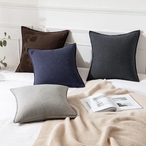Decorative Linen Pillow Covers0x0 Inch Boho 20" x 20" (Pack of 2) 2 Navy