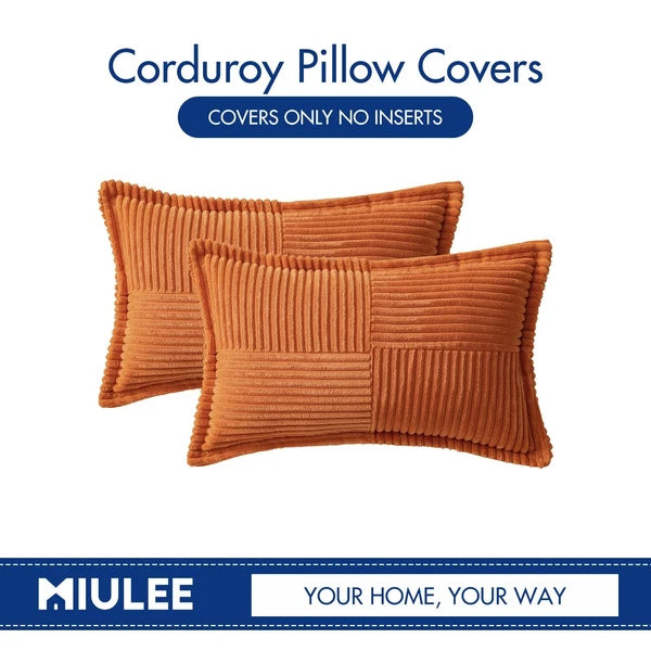 MIULEE Orange Fall Decorative Lumbar Throw Pillow Covers for Couch Bed Living...