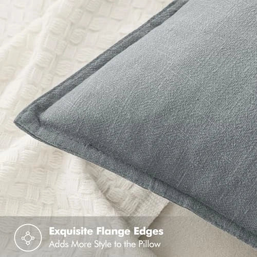 Decorative Linen Lumbar Pillow Covers 1x0 Inch 20" x 12" (Pack of 2) 2 Gray