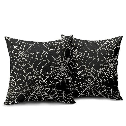 Halloween Spiderweb Pillow Covers 22x22 Set of 2 22" x 22" (Pack of 2) Black