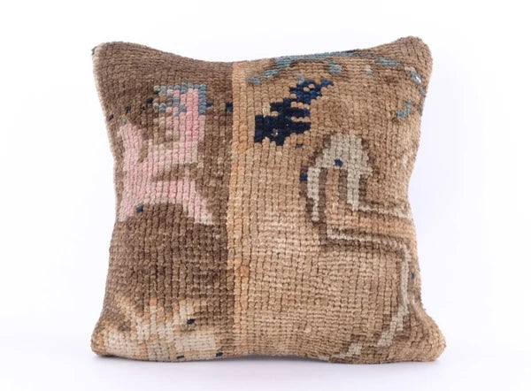 Wool Jute Cushion Cover Throw Indian Vintage Handmade Kilim Rug Pillows