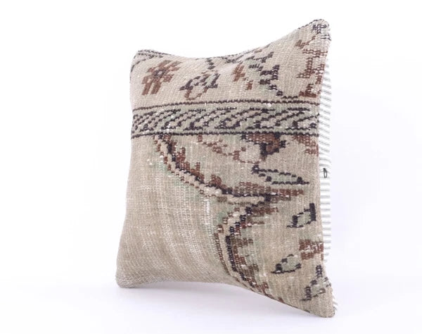 Handmade Square Jute Kilim Cushion Cover Indian Vintage Pillow 16x16 Rug Boho
