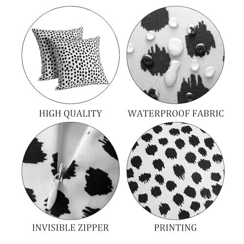 Outdoor Pillow Covers 18x18 Set of 2 Polka Dot Outdoor 18 x 18-Inch Black