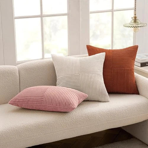 Corduroy Pillow Covers Pack of 2 Boho 18" x 18" (Pack of 2) Dark Rust