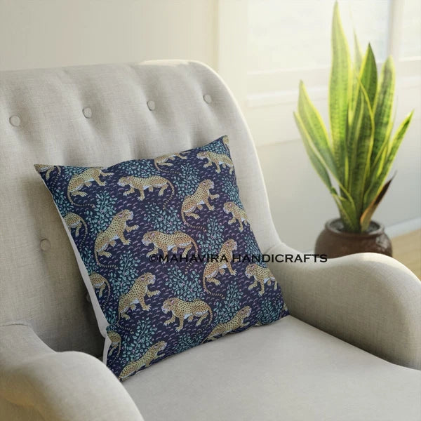 Set of 5 Bagheera Tiger Print Cotton Ethnic Sofa Pillow Decorative Cushion cover
