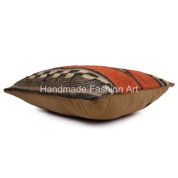 Handmade Jute Throw Kilim Cushion Cover Vintage Jute Rug Pillow Case 40x40 cm