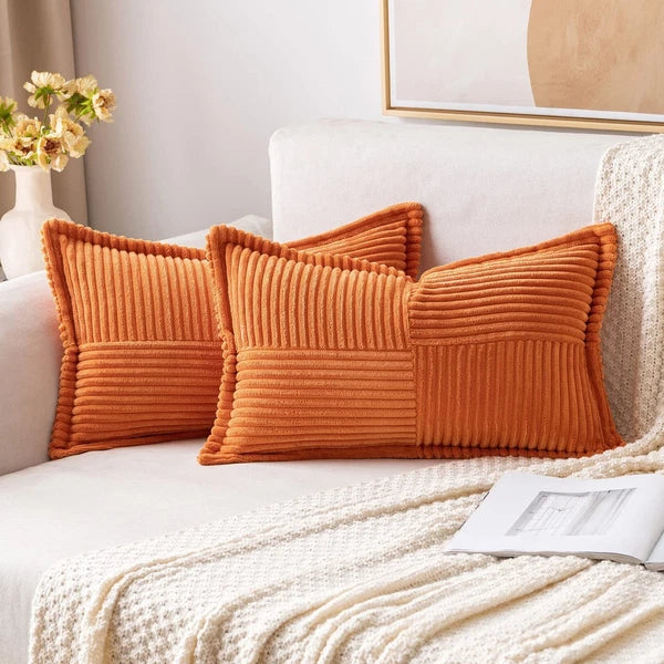 MIULEE Orange Fall Decorative Lumbar Throw Pillow Covers for Couch Bed Living...
