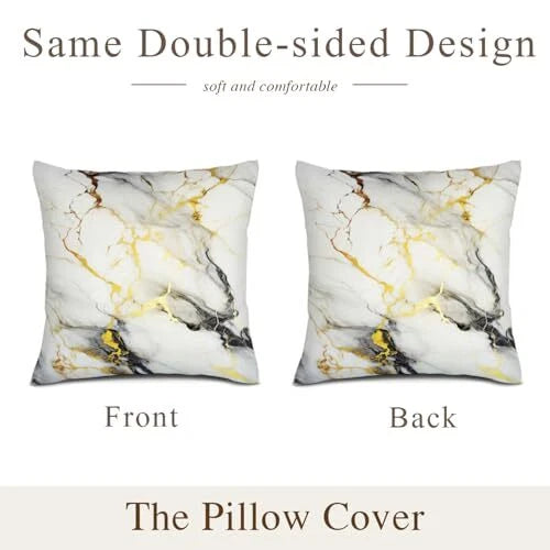 Marble Throw Pillows Covers 18"x18" Set of 2 18" x 18" (Pack of 2) Black Gold