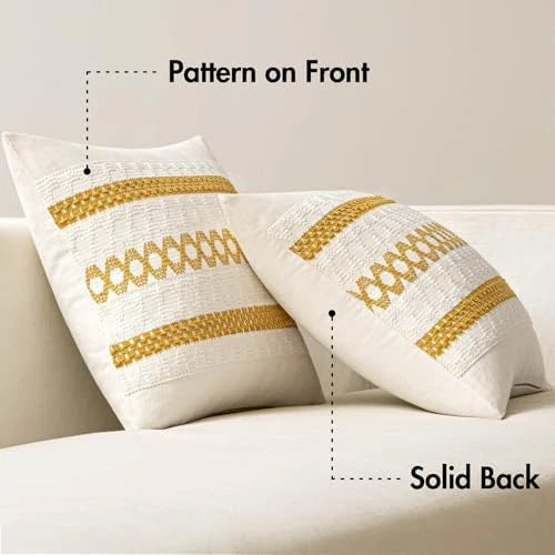 Set of 2 Boho Decorative Pillow Covers 18" x 18" (Pack of 2) Mustard Yellow