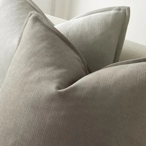 Herringbone Textured Throw Pillow Covers 22" x 22" (Pack of 2) Smoke Gray