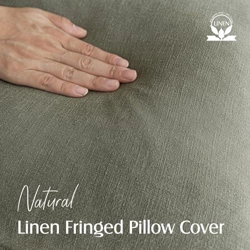 Decorative Linen Fringe Lumbar Throw Pillow 20" x 12" (Pack of 1) Olive Green