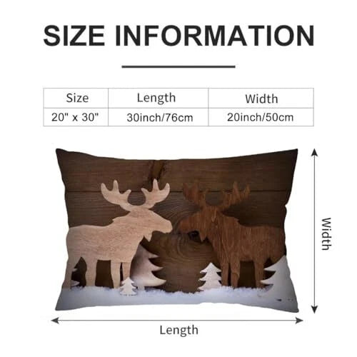 Christmas Throw Pillow Cover Queen Size Set of 2,Moose On White Brown White